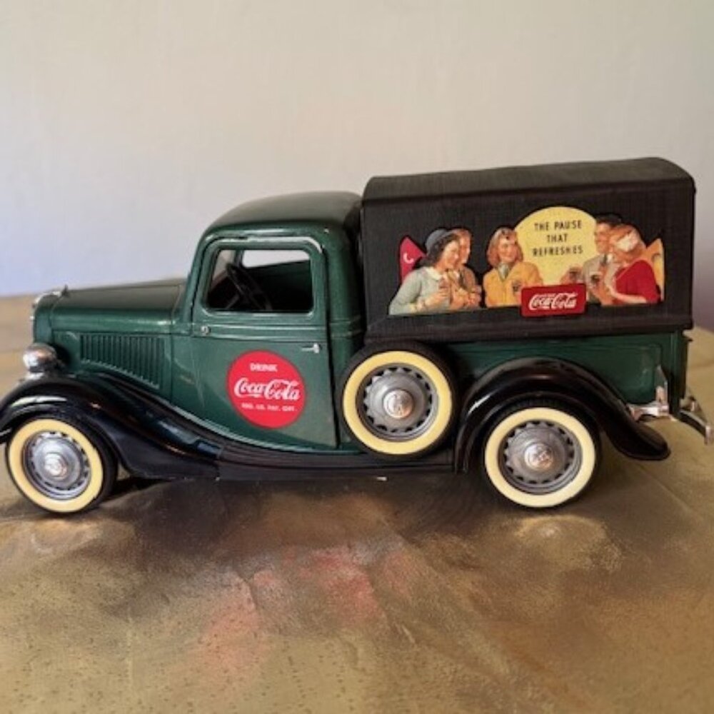1936 DIECAST FORD PICKUP WITH COCA COLA LOGOS BY UNDER FORD CO.